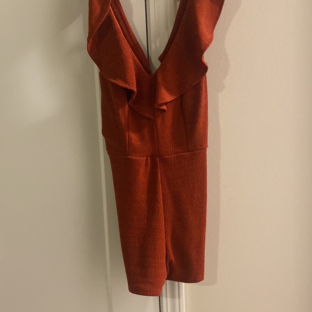 Sparkly Burnt Orange Romper